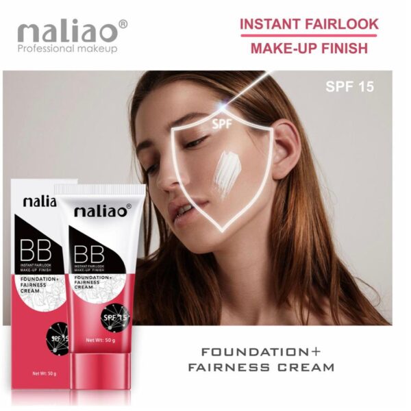 Maliao Professional Bb Instant Fair Look Makeup Finish Foundation + Fairness Cream - Image 4