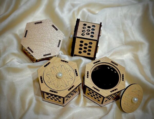 Small Wooden Jewelry Box - 4 inch. - Compact and Elegant - Great Gift Idea - Valentine Day Surprise. - Image 3