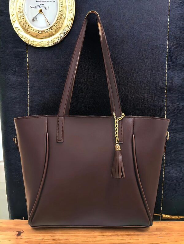 Women Leather Large Simple Handbags Tote Bags Solid Shoulder Bag. Available in 6 Colors. - Image 5