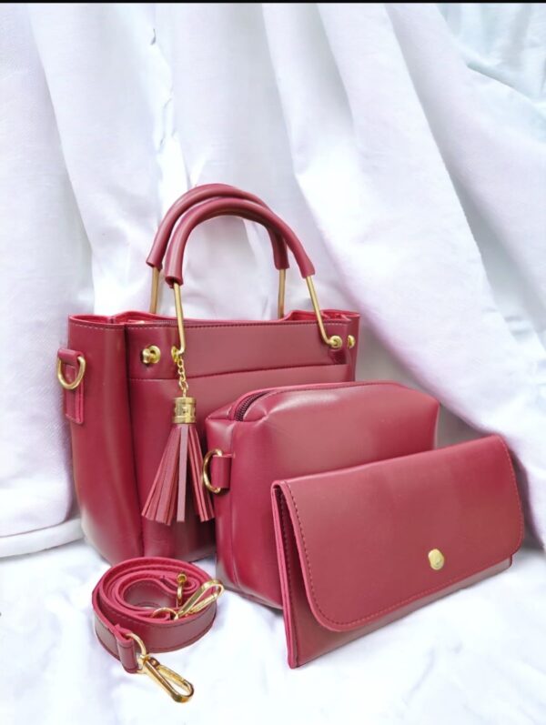 Aqsa's 3 pcs Leather Bag Set For ladies, Available in 6 Colors. - Image 6
