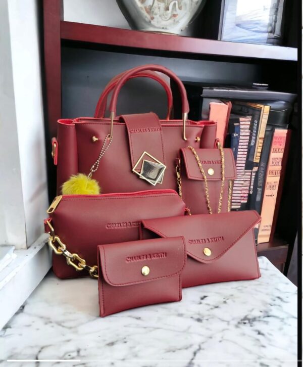 Elegant PU Leather Tote Bag 5 Pieces, Available in 4 Colors. - Image 5