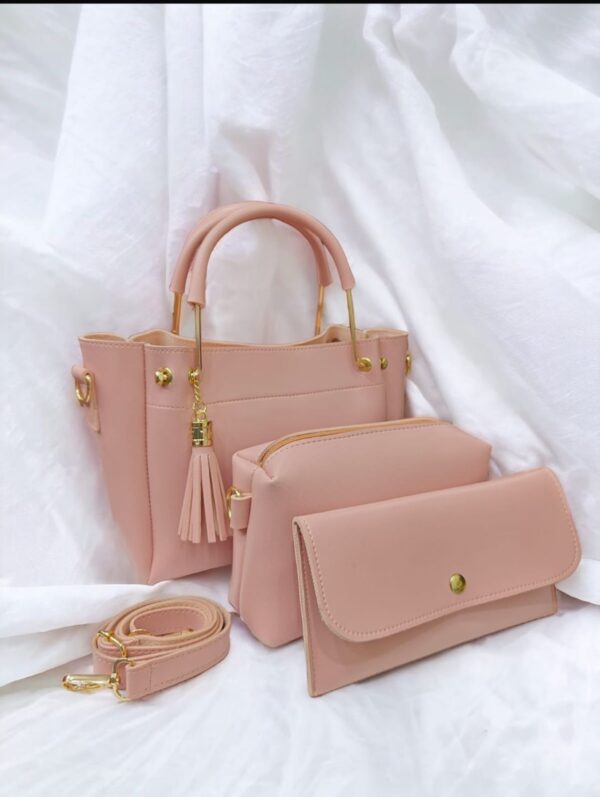 Aqsa's 3 pcs Leather Bag Set For ladies, Available in 6 Colors. - Image 2