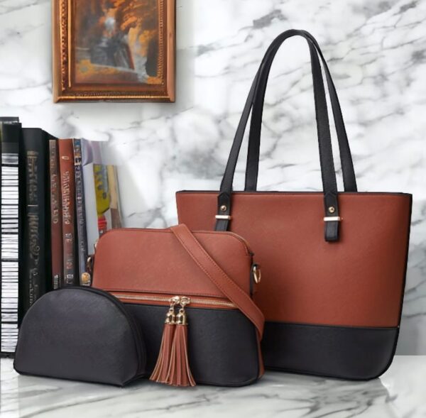 Fashionable 3Pcs PU Leather Handbag Set Large Capacity & Versatile. 