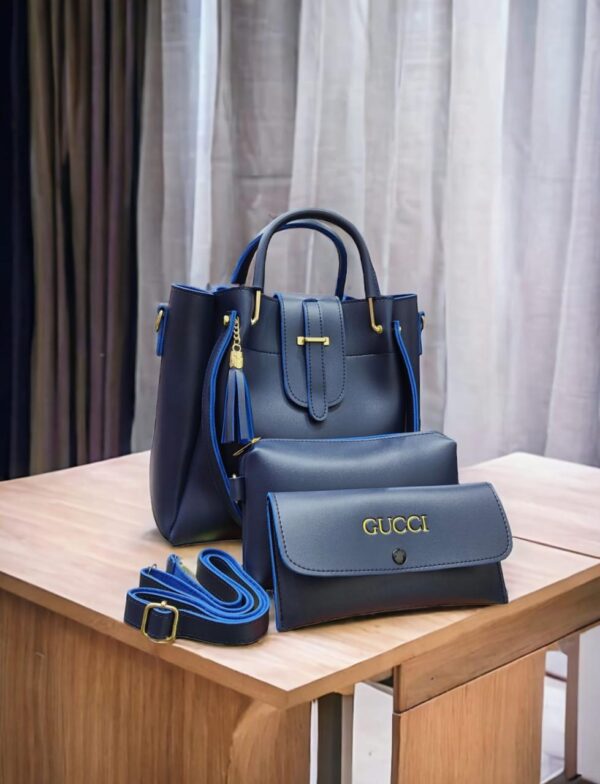 PU Leather 3 Pcs Tote and Crossbody Bag Set For Ladies. Available in 5 Colors. - Image 6