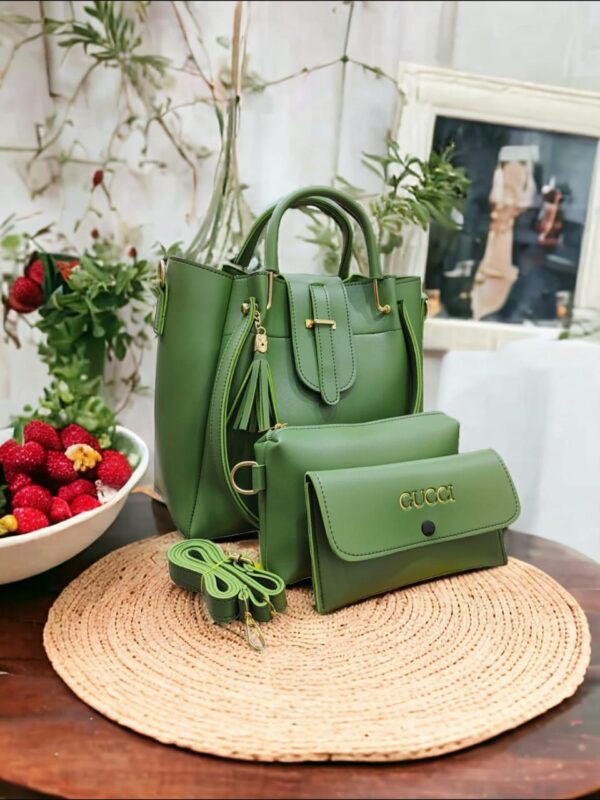 PU Leather 3 Pcs Tote and Crossbody Bag Set For Ladies. Available in 5 Colors. - Image 5
