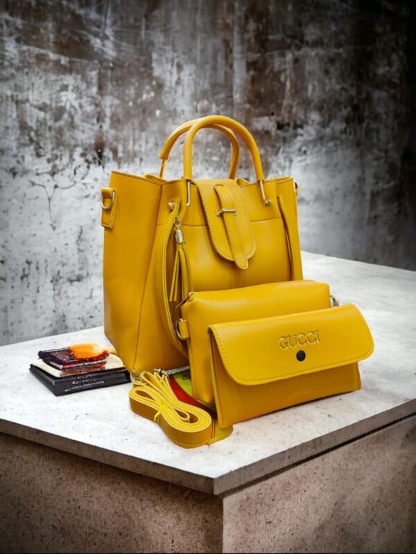 PU Leather 3 Pcs Tote and Crossbody Bag Set For Ladies. Available in 5 Colors.