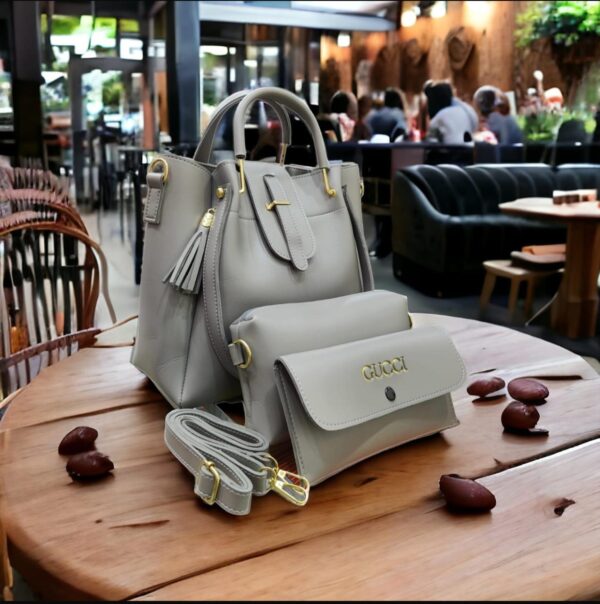 PU Leather 3 Pcs Tote and Crossbody Bag Set For Ladies. Available in 5 Colors. - Image 3