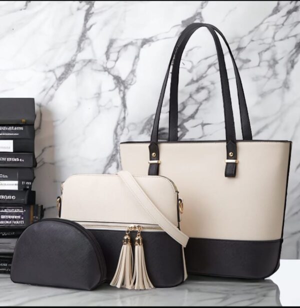 Fashionable 3Pcs PU Leather Handbag Set Large Capacity & Versatile.  - Image 4