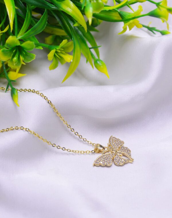 Stainless Steel Butterfly Gold Pendant with chain for girls
