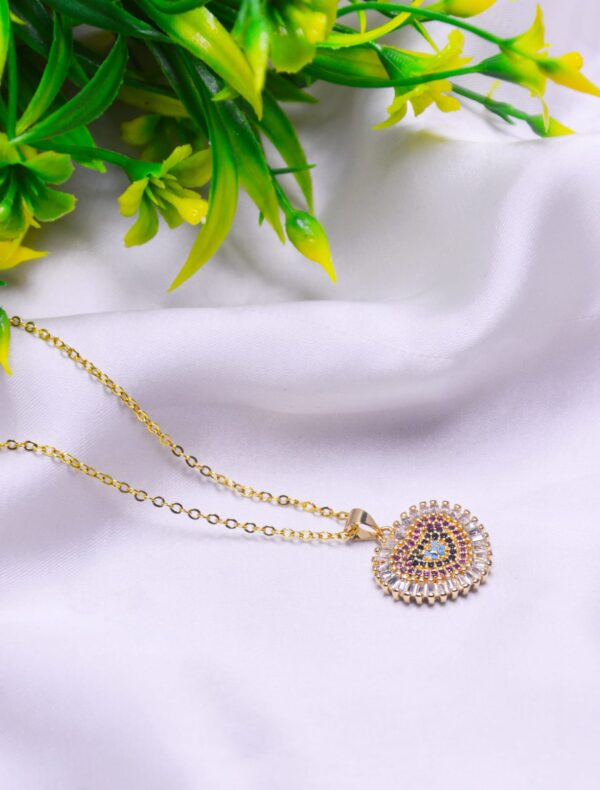 Stain less Steel multi colour stones Pendant with chain