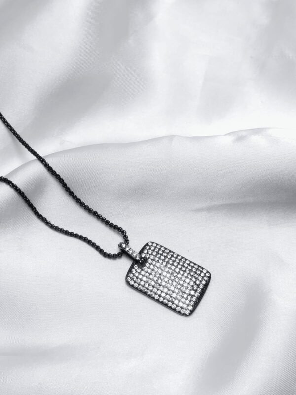 Stainless Steel Black Silver Geometric Locket Pendant Chain
