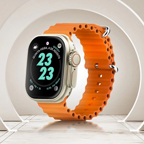 Faster NERV Watch Ultra, 2 in 1 Straps, 2.04 Inches Display, AI Voice Control & Chat GPT. Color: Orange + Pink Silicon. - Image 4
