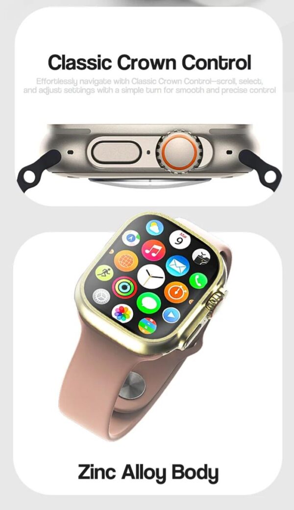 Faster NERV Watch Ultra, 2 in 1 Straps, 2.04 Inches Display, AI Voice Control & Chat GPT. Color: Orange + Pink Silicon. - Image 13