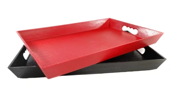 Qlux Plastic Leather Patterned Tray- Large
