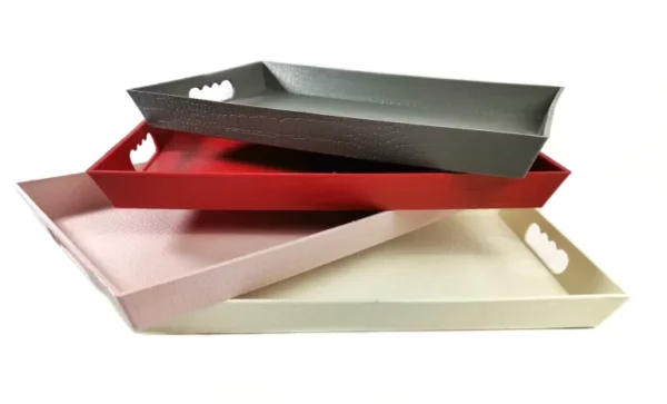 Qlux Plastic Leather Patterned Trays- Small