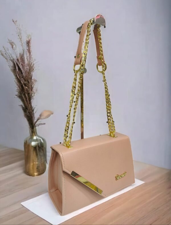 Ice Chain Elegant Tote Handbag With Long Chain Strap For Women, Available in 6 Colors. - Image 2