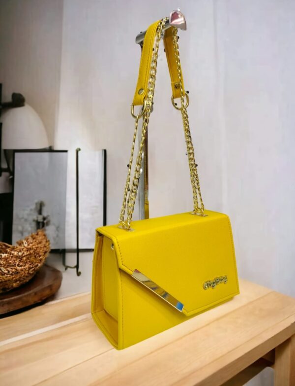 Ice Chain Elegant Tote Handbag With Long Chain Strap For Women, Available in 6 Colors. - Image 5