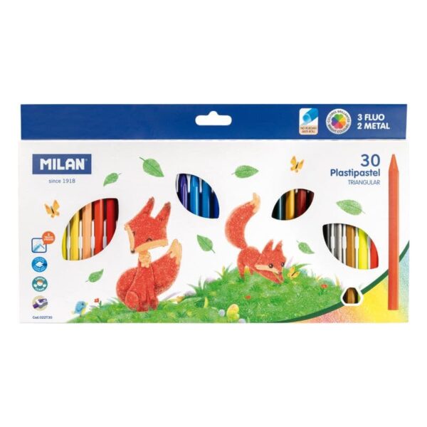 Milan Plasti Pastel Triangular Pencil Crayons Set, pack of 30 - Image 2