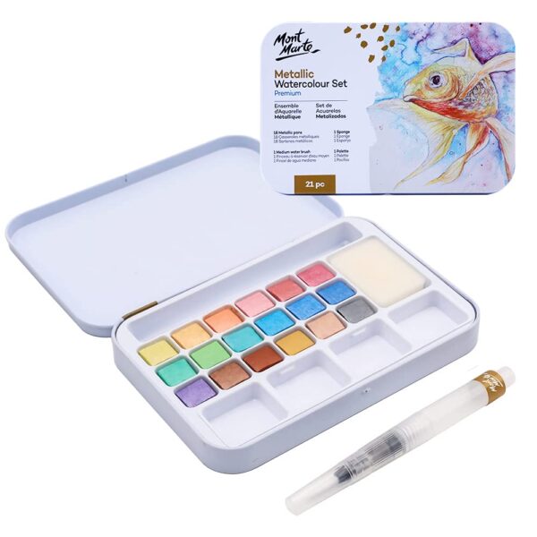 Mont Marte Premium Metallic Watercolor Cake Set 21Pcs - Image 3