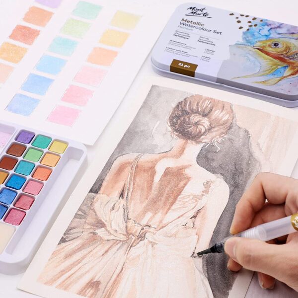 Mont Marte Premium Metallic Watercolor Cake Set 21Pcs - Image 2