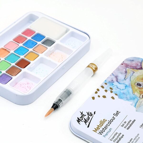 Mont Marte Premium Metallic Watercolor Cake Set 21Pcs - Image 5