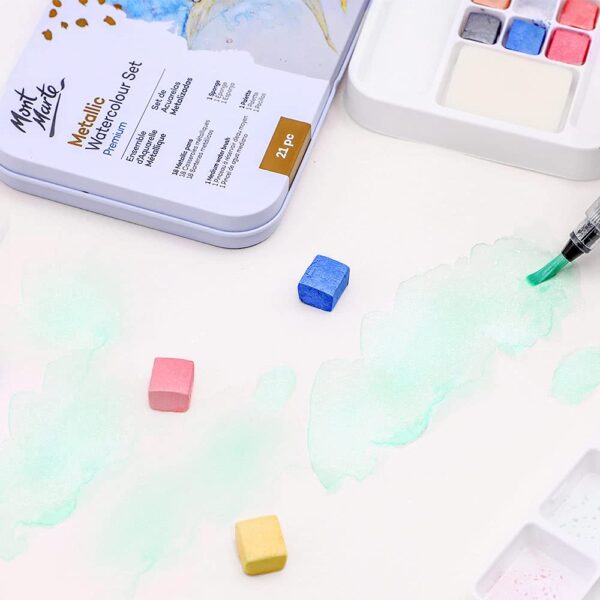 Mont Marte Premium Metallic Watercolor Cake Set 21Pcs - Image 4