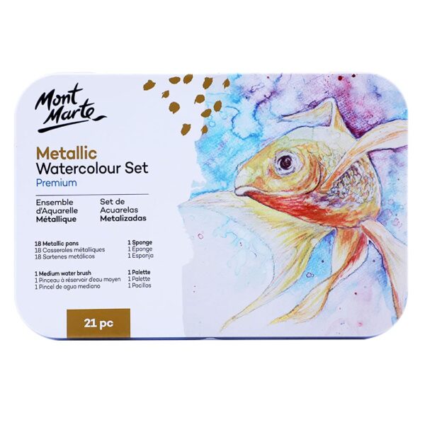 Mont Marte Premium Metallic Watercolor Cake Set 21Pcs - Image 6