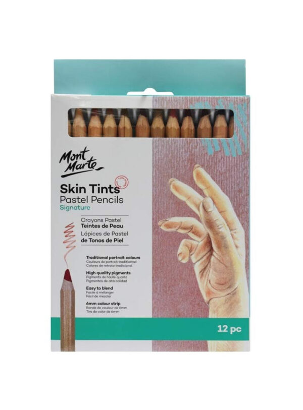 Mont Marte Skin Tints Pastel Jumbo Pencils Set of 12 - Image 2
