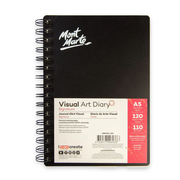 Mont Marte Spiral Visual Art Diary Sketchbook 120 Pages (Size A5).