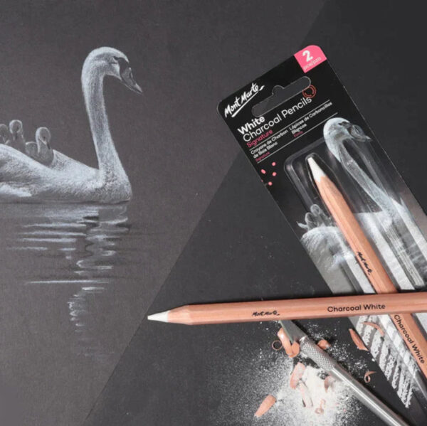 Mont Marte White Charcoal Pencils- 2pcs Set - Image 3