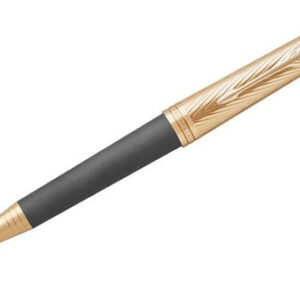 Parker Premier Custom Storm Grey Gold Trim Ballpoint Pen.