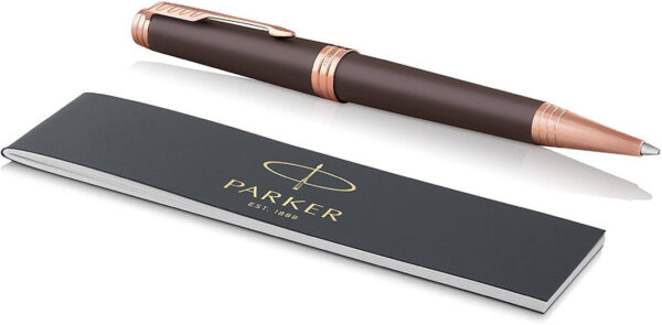 Parker Premier Soft Brown With Pink Gold Trim Ballpoint Pen. - Image 2