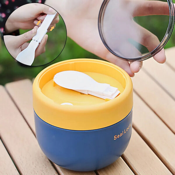 Portable Airtight Lunch Box with Foldable Spork. - Image 2