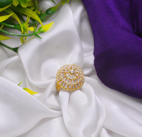 China Gold American Diamond Stones Flower Ring, Gold Plated Jewelry for Women and Girls.  - Image 3