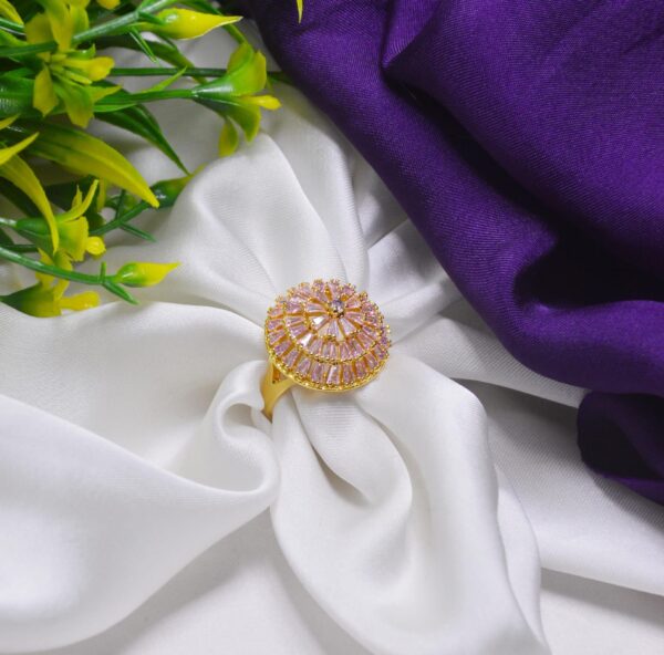 China Gold American Diamond Stones Flower Ring, Gold Plated Jewelry for Women and Girls.  - Image 6