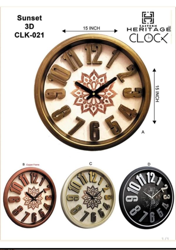 HERITAGE WALL CLOCK SUNSET 3D 15"Item Code: CLK-021