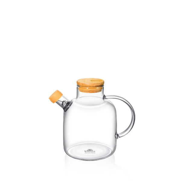 Wilmax Thermo Glass Oil Bottle With Bamboo Lid17Fl/500ML One Piece,(item code:WL‑888962-A):