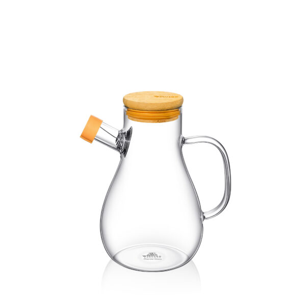 Wilmax Thermo Glass Oil Bottle With Bamboo Lid 24Fl/700ML One Piece,(item code:WL‑888963-A):