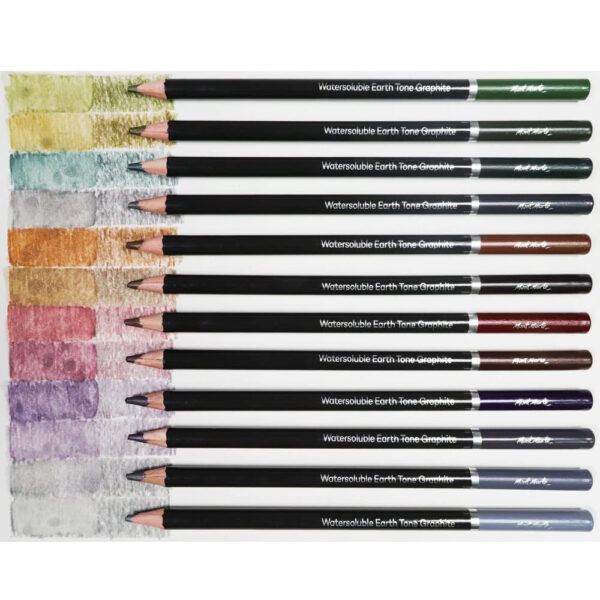 Mont Marte Watersoluble Earth Tones Coloured Graphite Pencils Signature 12pc - Image 3