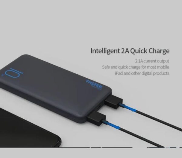 FASTER J11 Classic Power Bank: Reliable 10000mAh Dual Output Charging Solution Powerbank