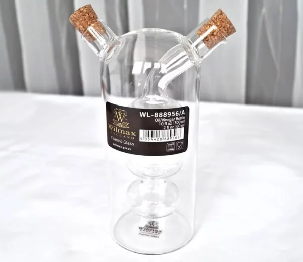 Wilmax Thermo Glass 2in1 Oil/Vinegar Bottle 10 FL OZ | 300 ML / 2 FL OZ | 60 ML One Piece,(item code:WL‑888956-A):