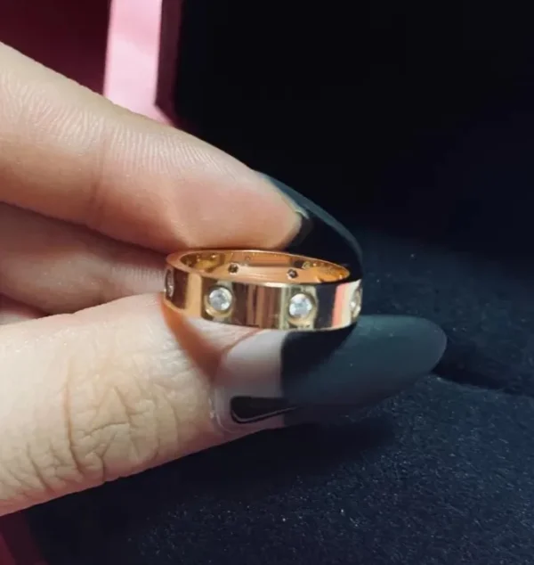 Trendy Stainless Steel Rose Gold Color Love Ring for Women Men Couple CZ Crystal Rings Luxury Brand Jewelry Wedding Gift - Image 4