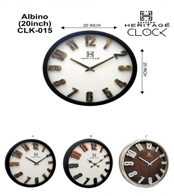 Heritage Wall Clock Albino 20inch Item Code: CLK-015: