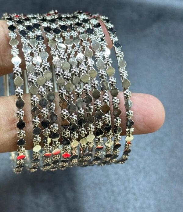 Silver/Golden Metal Bangle set 12pcs Bangles/Churhi set For Girls & Women, All sizes Available. - Image 2