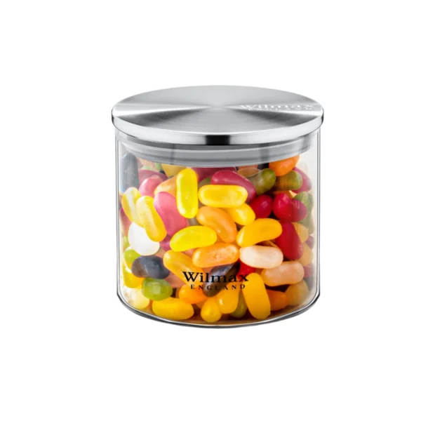 Wilmax Thermo Glass JAR With Metal Lid 4" X 4"| 10 X 10 CM 20 FL OZ|600 ML,(item code:WL‑888512-A)