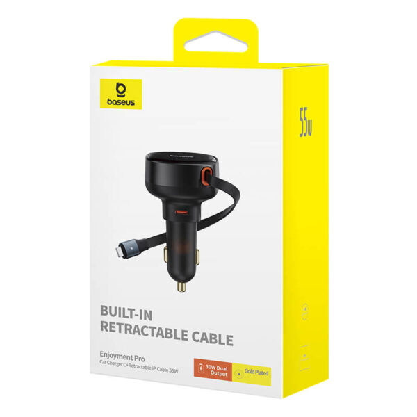 Baseus Enjoyment Pro Car Charger C+ Retractable iP Cable 55W