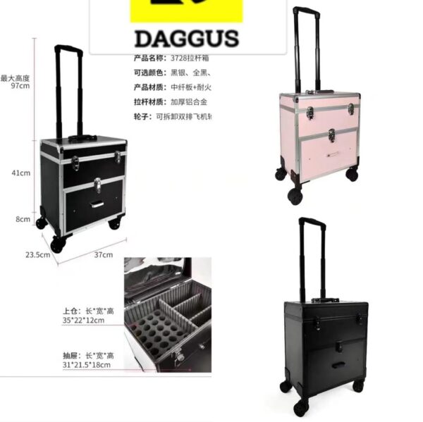 Professional Rolling Train Case Trolley Nails Makeup Beauty Case(Available in Pink and Black)