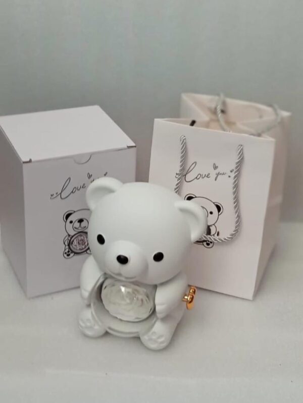 Creative rotating High Quality Romantic Lovely Teddy Bear Eternal Rose Ring Gift Box/Jewelry Box(Available in 4 Colors): - Image 3