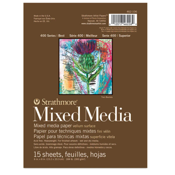 Strathmore 400 Series Mixed Media Pad Natural White 300 GSM Size 6" x 8".