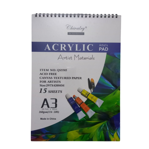 Chivalry Artist's Acrylic Pad 15 Sheets Size A3.